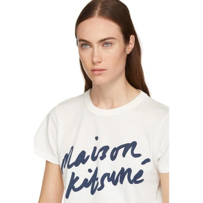 Shop Maison Kitsuné Maison Kitsune White Handwriting Logo T-shirt