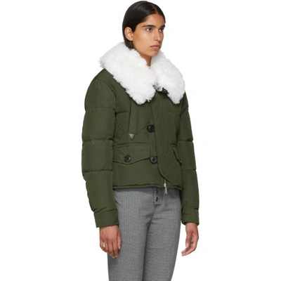 Shop Dsquared2 Green Fur Collar Puffer Jacket In 695 Dk Gre