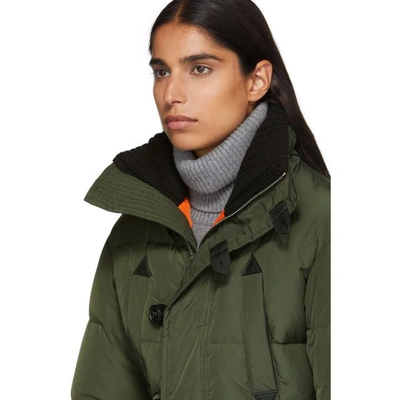 Shop Dsquared2 Green Ribbed Collar Puffer Jacket In 695 Dk Gre