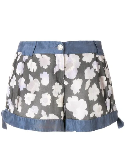 Pre-owned Giorgio Armani Side Ties Floral Shorts In Blue