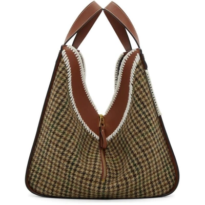 Shop Loewe Green & Tan Tweed Hammock Medium Bag In 4445 Cypres