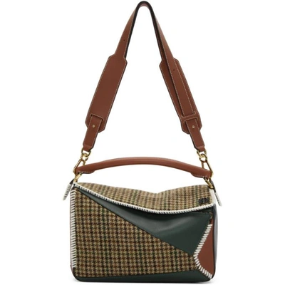 Shop Loewe Green Tweed Puzzle Bag