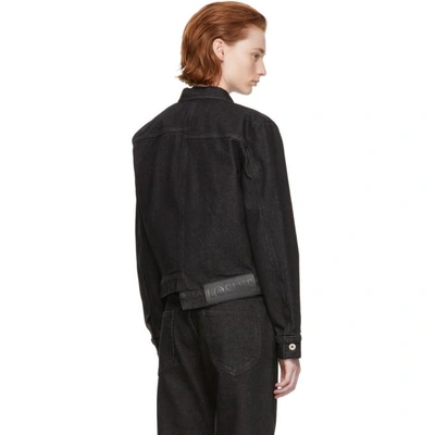 Shop Loewe Black Embroidered Knot Denim Jacket In 1100 Black