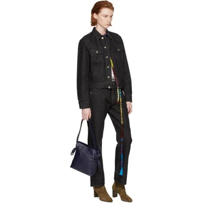 Shop Loewe Black Embroidered Knot Denim Jacket In 1100 Black