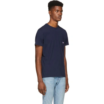 Shop Maison Kitsuné Maison Kitsune Navy Tricolor Fox Patch Pocket T-shirt