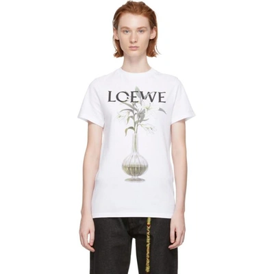 Shop Loewe White Flower And Vase T-shirt In 2100 White