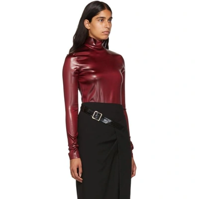 Shop Givenchy Burgundy Faux-leather Turtleneck Bodysuit In 604 Burgund
