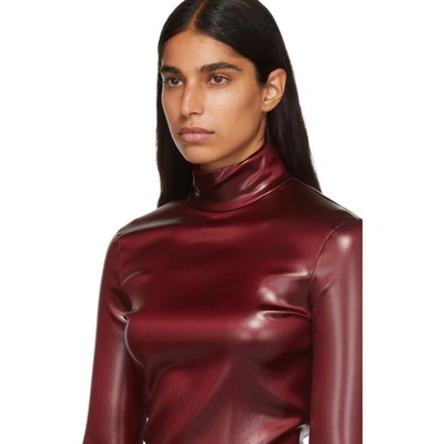 Shop Givenchy Burgundy Faux-leather Turtleneck Bodysuit In 604 Burgund