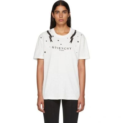 Shop Givenchy White Gemini Logo T-shirt In 130 White