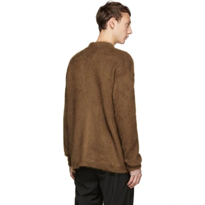 Shop Brioni Brown Mohair Cardigan In 7000 Brown