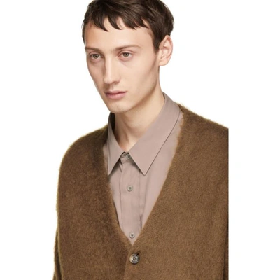 Shop Brioni Brown Mohair Cardigan In 7000 Brown