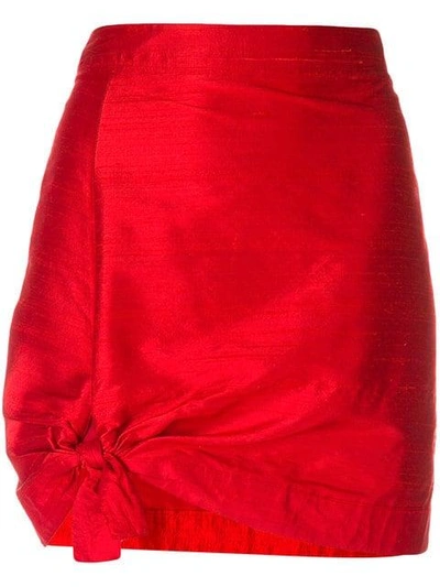Pre-owned Giorgio Armani Tie Detail Mini Skirt In Red