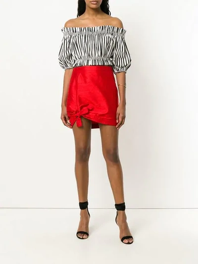Pre-owned Giorgio Armani Tie Detail Mini Skirt In Red
