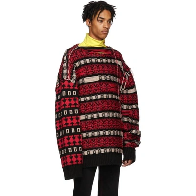 Shop Calvin Klein 205w39nyc Black & Red Reverse Sweater