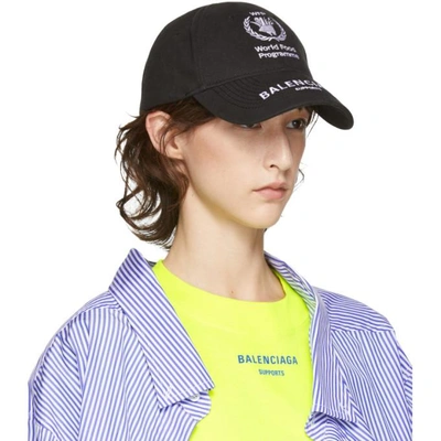 Shop Balenciaga Black World Food Programme Embroidered Cap In 1077 Blk/wh