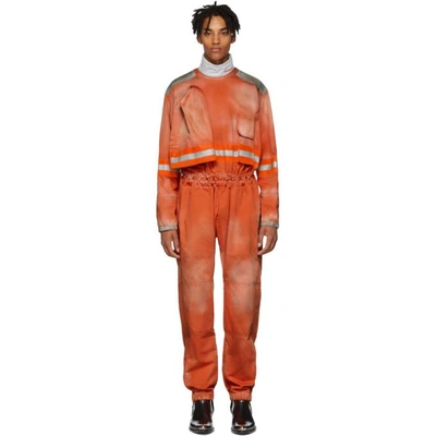 Calvin Klein 205w39nyc Orange Fireman Reverse Zip Jumpsuit In 802