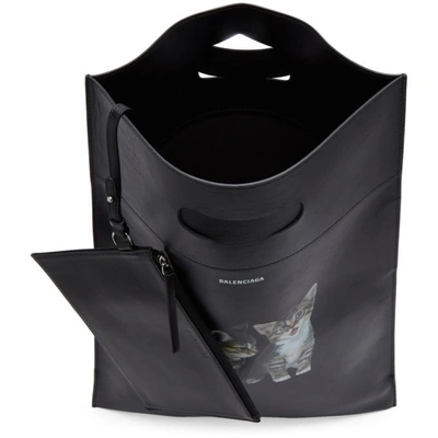 Shop Balenciaga Black Small Kitten Plastic Bag Shopper Tote In 1060 Blk/wh