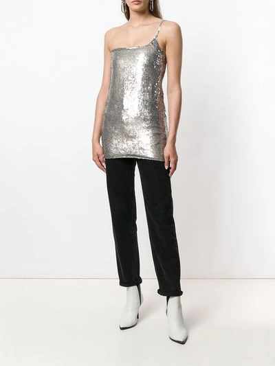 Shop Gucci Vintage 1998 Sequinned One-shoulder Blouse - Metallic