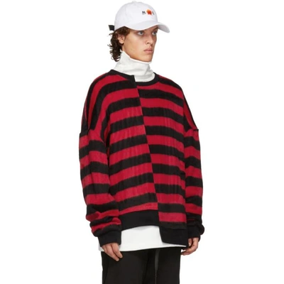 Shop D By D Black And Red Unbalanced Striped Sweater In Redblack