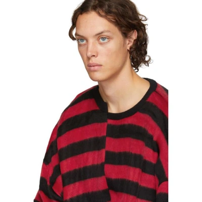 Shop D By D Black And Red Unbalanced Striped Sweater In Redblack