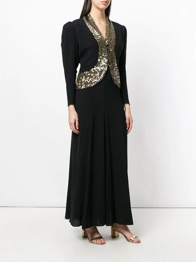 Shop William Vintage Sequin Embellished Maxi Dress - Black