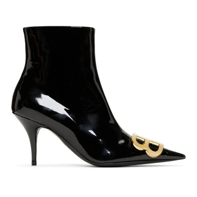 Shop Balenciaga Black Patent Bb Ankle Boots