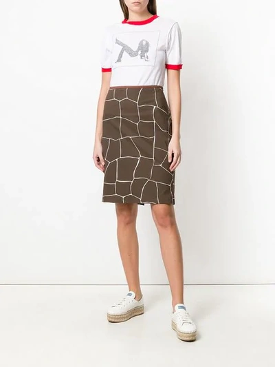 Pre-owned Miu Miu Giraffe Print Straight Skirt In Brown