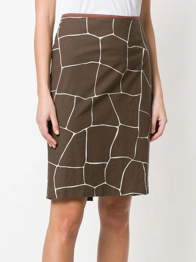Pre-owned Miu Miu Giraffe Print Straight Skirt In Brown