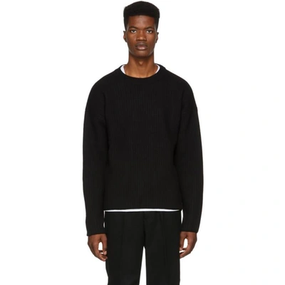 Shop Ami Alexandre Mattiussi Black Wool Crewneck Sweater In 001 Black