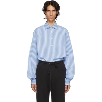 Shop Gucci Blue Striped Alessandro Shirt In 4421 Azure