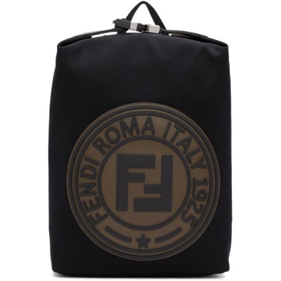 Shop Fendi Black 'roma Italy 1925' Backpack In F147m Black