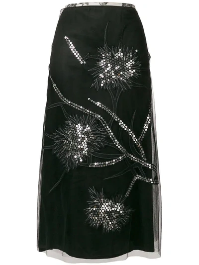 Pre-owned A.n.g.e.l.o. Vintage Cult Sequin Embroidery A-line Skirt In Black