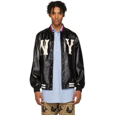 Shop Gucci Black New York Yankees Edition Leather Bomber