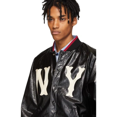 Shop Gucci Black New York Yankees Edition Leather Bomber