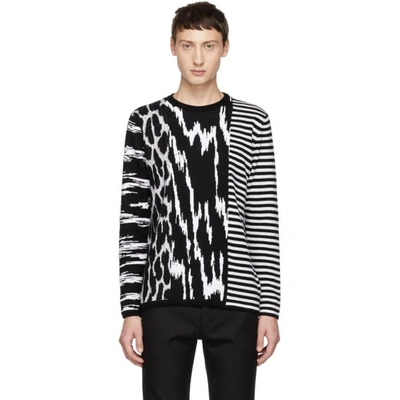 Shop Givenchy Black & White Animal Striped Jumper In 004 Blk/wht