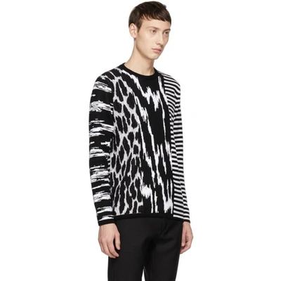 Shop Givenchy Black & White Animal Striped Jumper In 004 Blk/wht