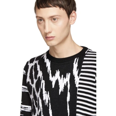 Shop Givenchy Black & White Animal Striped Sweater In 004 Blk/wht
