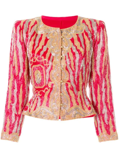 Shop A.n.g.e.l.o. Vintage Cult Embroidered Jacket In Red