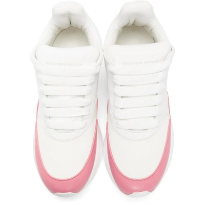 Shop Alexander Mcqueen White And Pink Oversized Runner Sneakers In 9374 Pink