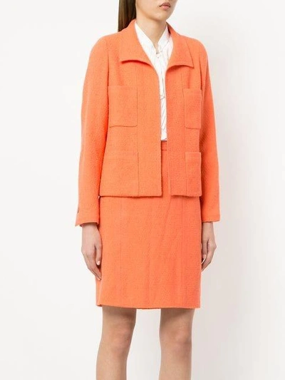 Pre-owned Chanel Two-piece Wool Skirt Suit In Yellow