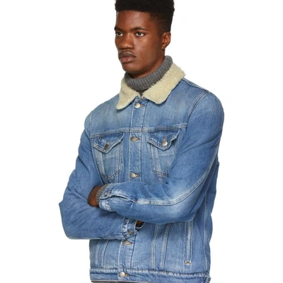 Shop Frame Blue Sherpa Denim Jacket In Carabiner