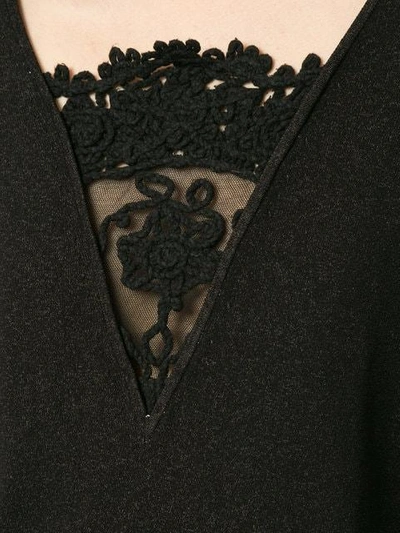 Pre-owned Chanel Lace-embroidered Flared Top In Black