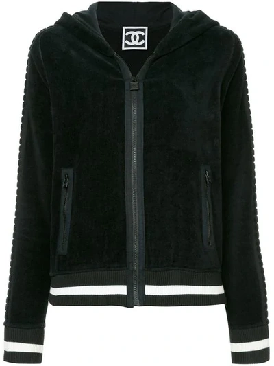 Pre-owned Chanel Sports-line Hooded Sweatshirt In Black