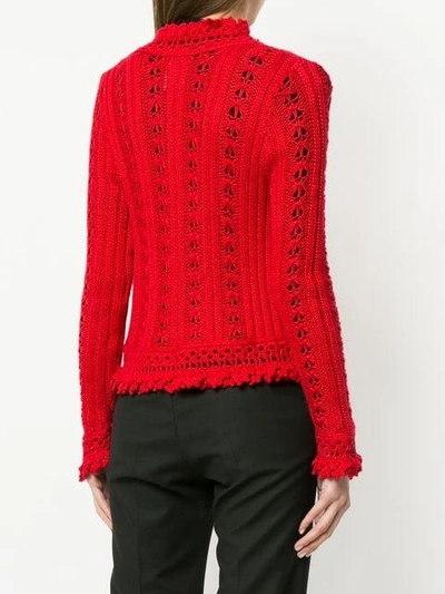 Pre-owned Chanel Embroidered Fitted Cardigan In Red