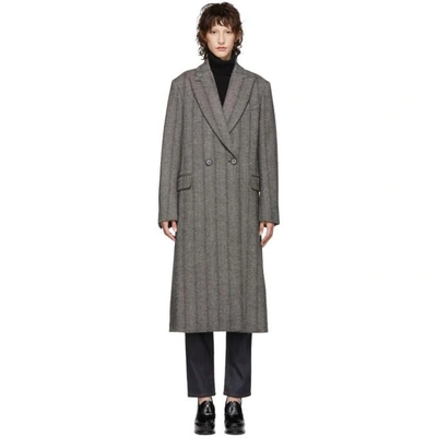 Shop Stella Mccartney Black And White Wool Herringbone Coat In 1000 Black