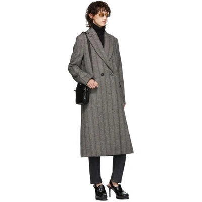 Shop Stella Mccartney Black And White Wool Herringbone Coat In 1000 Black