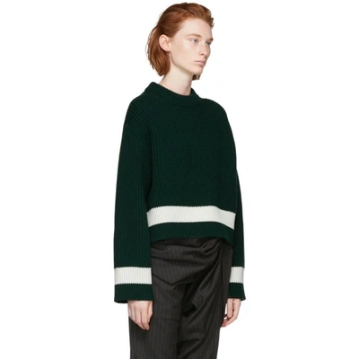 Shop Alexander Mcqueen Green Striped Crewneck Sweater In 3014 Green