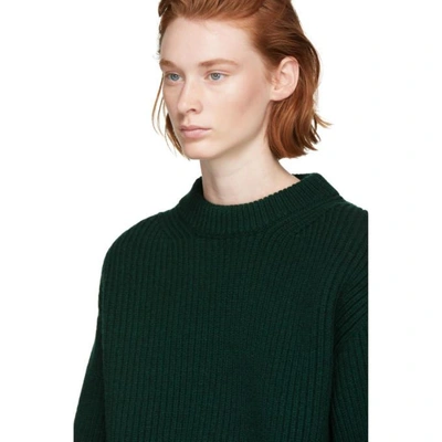 Shop Alexander Mcqueen Green Striped Crewneck Sweater In 3014 Green