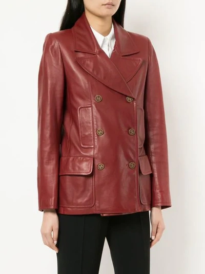 Pre-owned Chanel Double-breasted Biker Jacket In Red