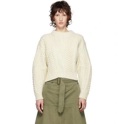 Shop Stella Mccartney White Cable Knit Sweater In 9240 Candle